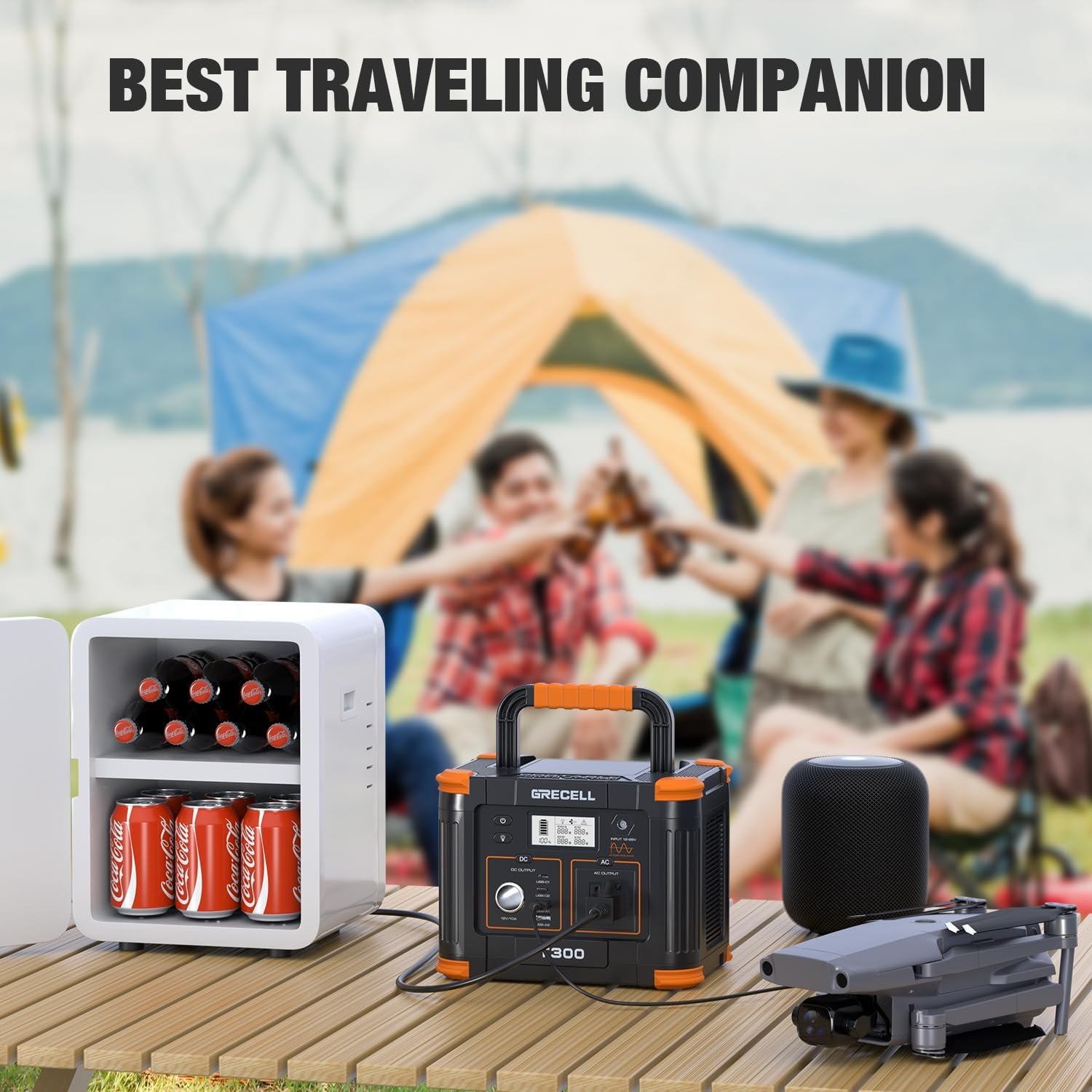 Portable Power Station 300W, GRECELL 230.88Wh Solar Generator with 60W USB-C PD Output