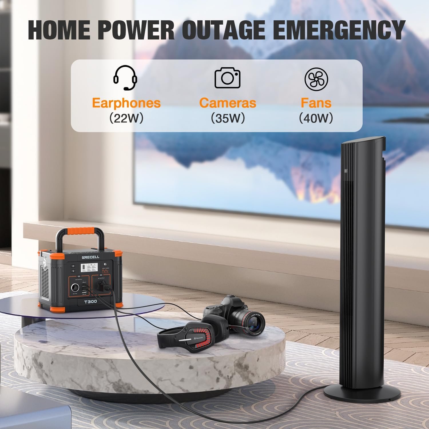 Portable Power Station 300W, GRECELL 230.88Wh Solar Generator with 60W USB-C PD Output